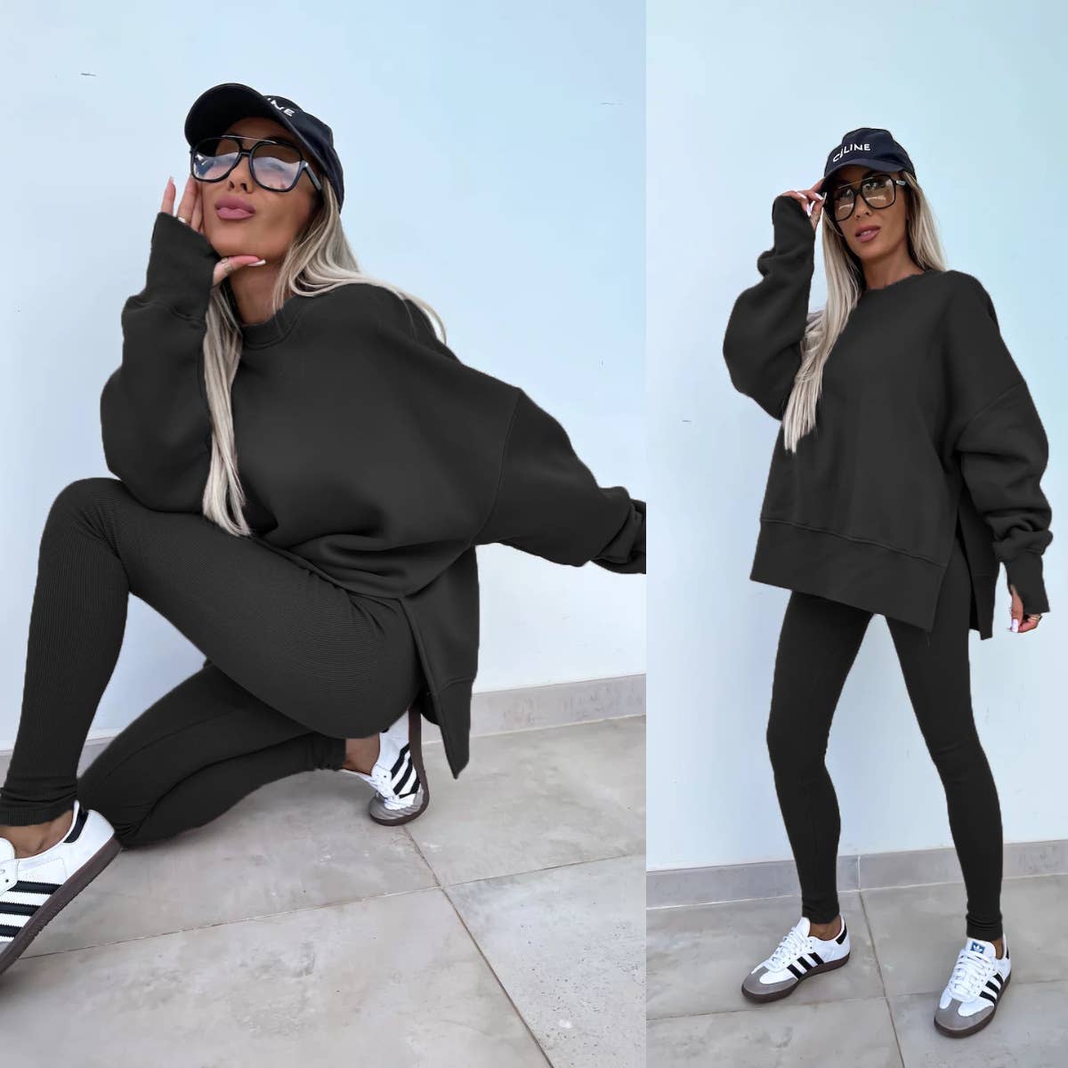 Loose Sweatshirt and Slim Pants Set