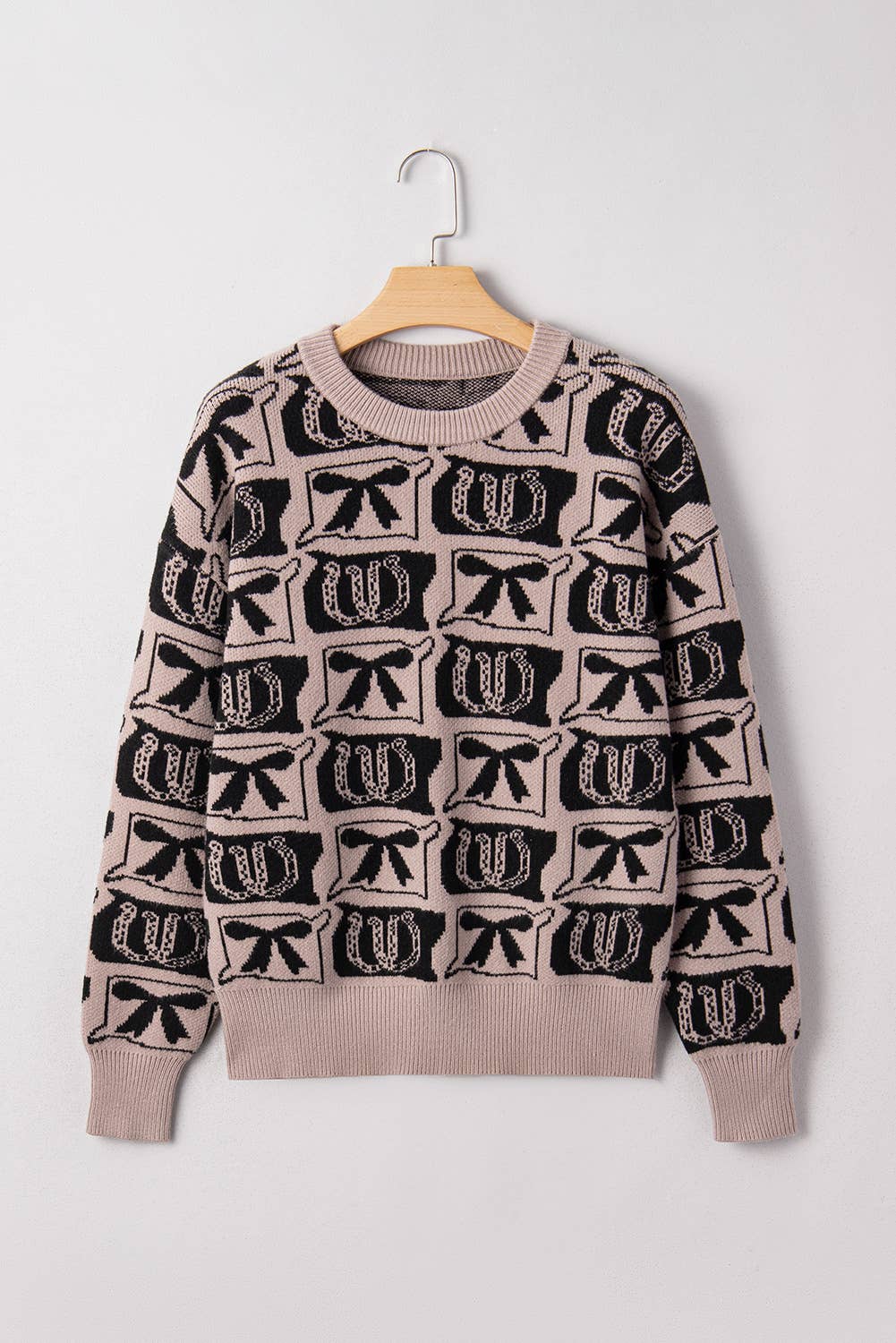 Bows Horseshoes Pattern Western  Sweater