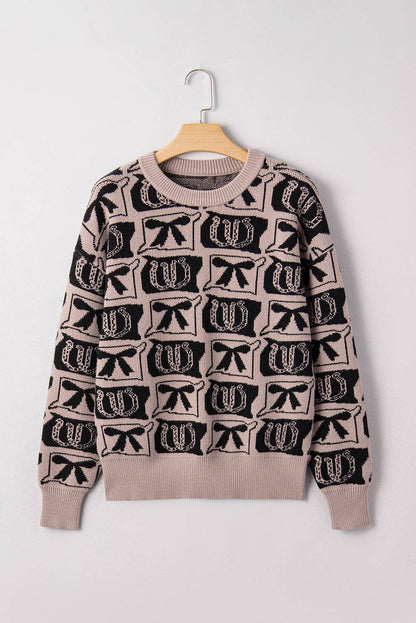 Bows Horseshoes Pattern Western  Sweater
