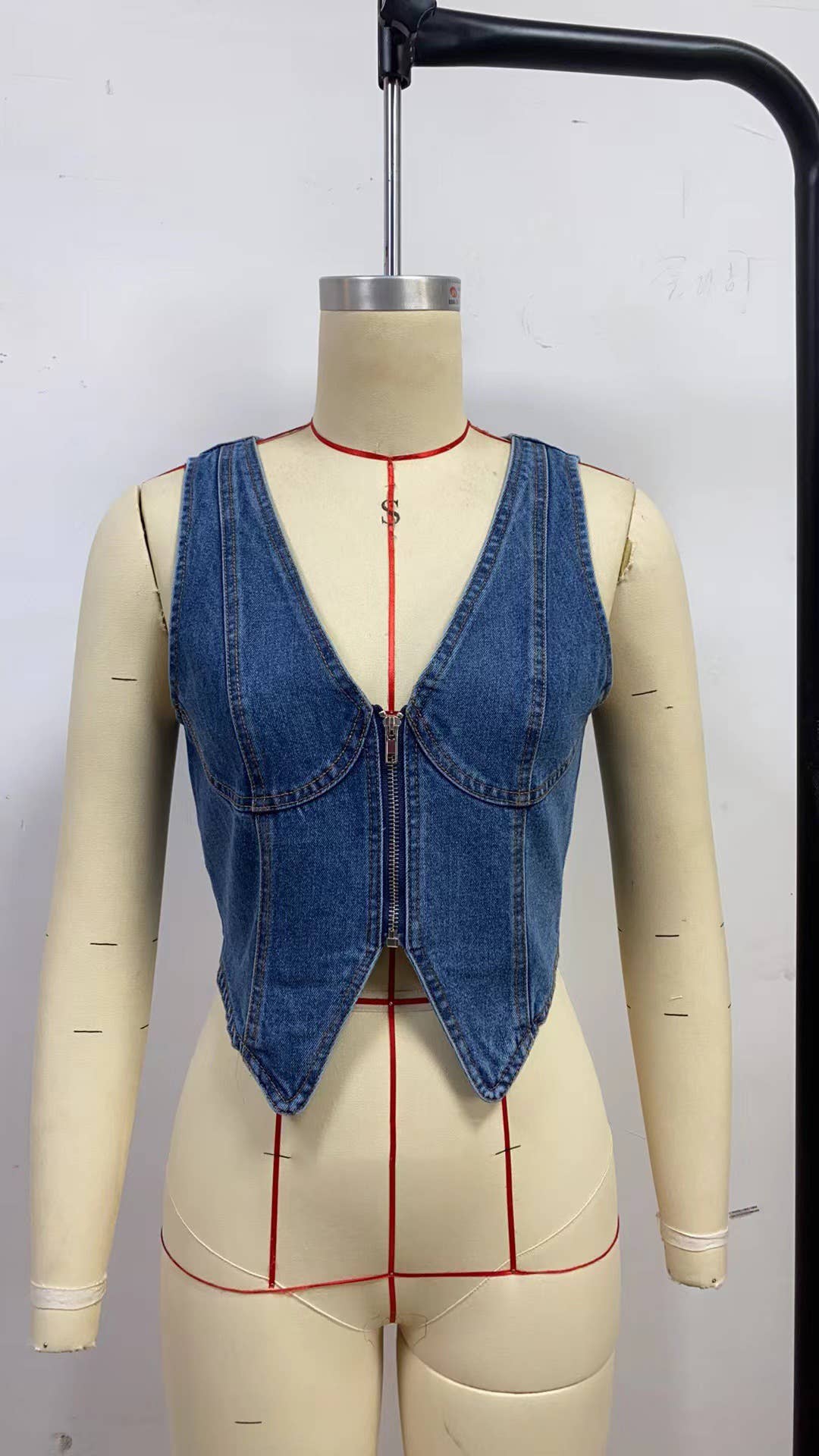 Sleeveless V-Neck Denim Vest