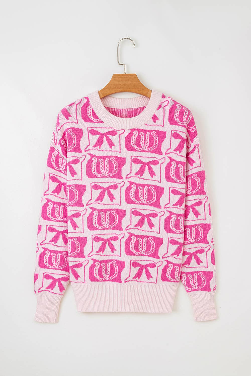 Bows Horseshoes Pattern Western  Sweater