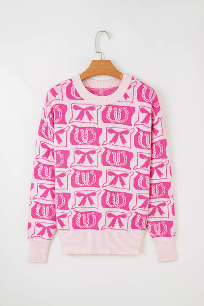 Bows Horseshoes Pattern Western  Sweater