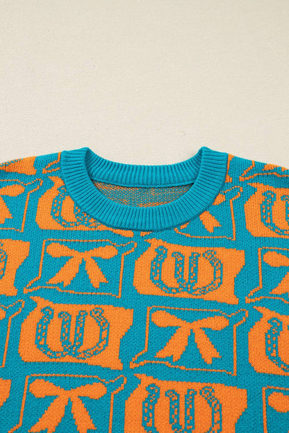Bows Horseshoes Pattern Western  Sweater