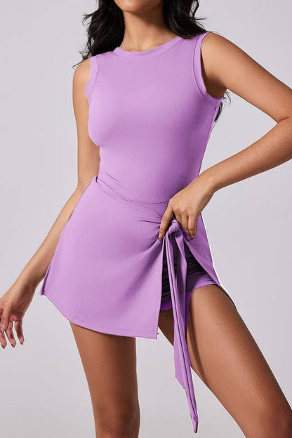 Premium  activewear tennis skorts dress with bow tie skirts: Ivory