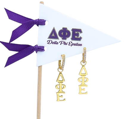 E208 Sorority Greek Letter Earrings Huggie Hoops