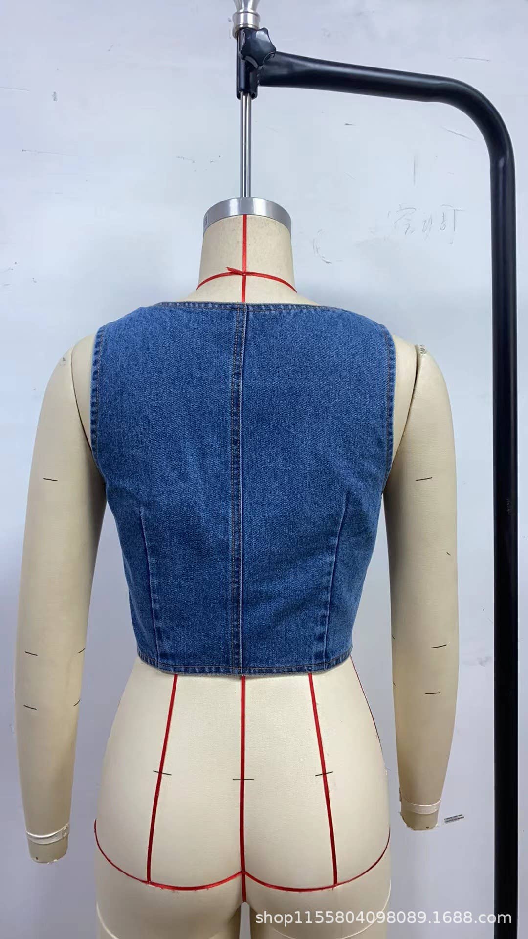 Sleeveless V-Neck Denim Vest