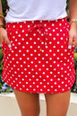 Polka Dot Drawstring Casual Mini Skort