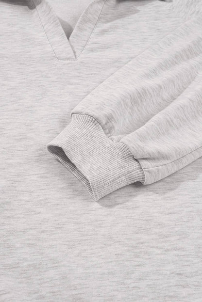 Polo Collar V Neck Pullover and Drawstring Sweatpants Set