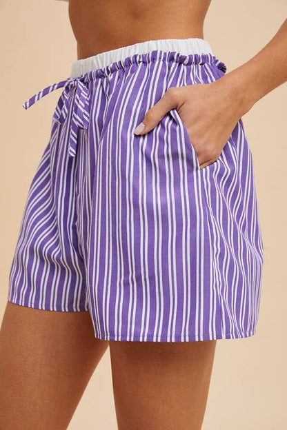 Relaxed Fit Striped Poplin Shorts