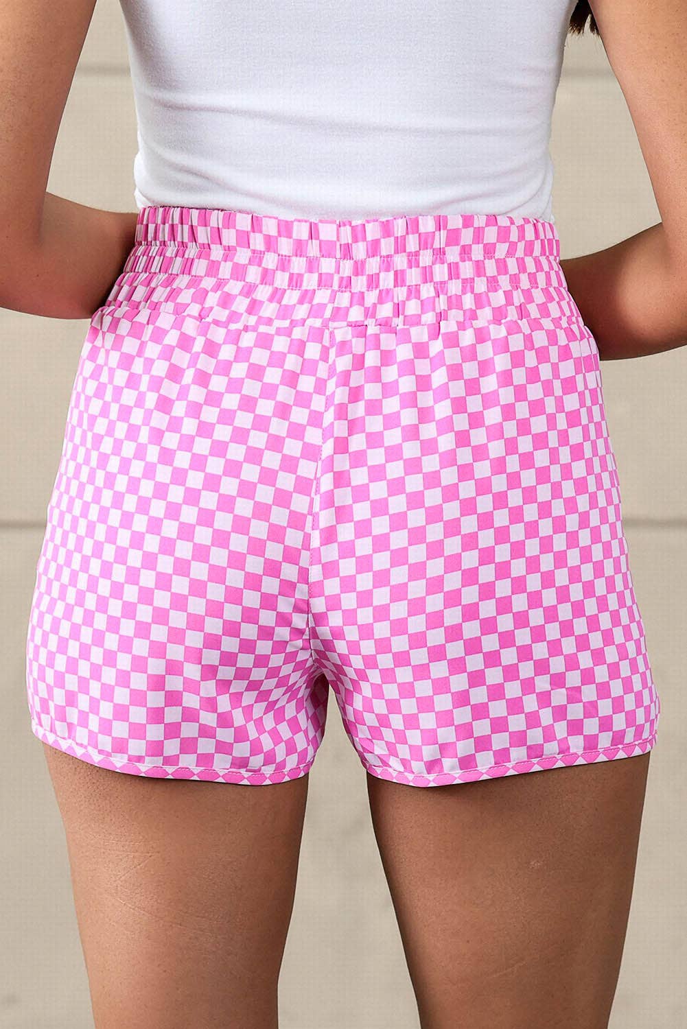 Checked Plaid High Waist Athletic Shorts