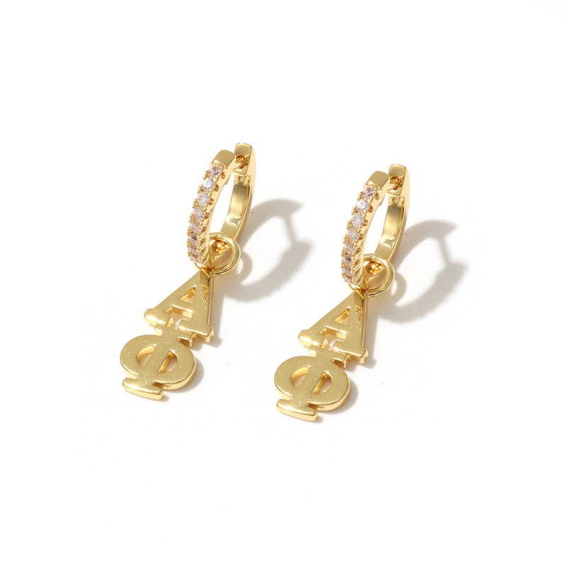 E208 Sorority Greek Letter Earrings Huggie Hoops