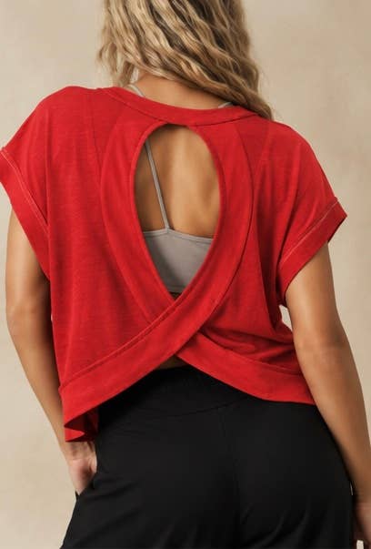 Red Cross-Back Shirt