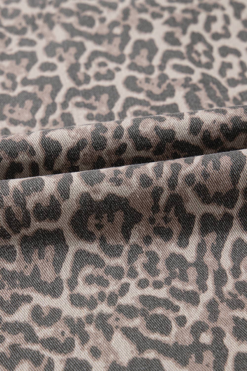 Western Leopard Frayed Edge Wide Leg High Waist Jeans