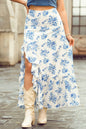 Boho Floral High Waist Ruffle Split Maxi Skirt | 3 Colors