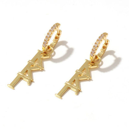E208 Sorority Greek Letter Earrings Huggie Hoops