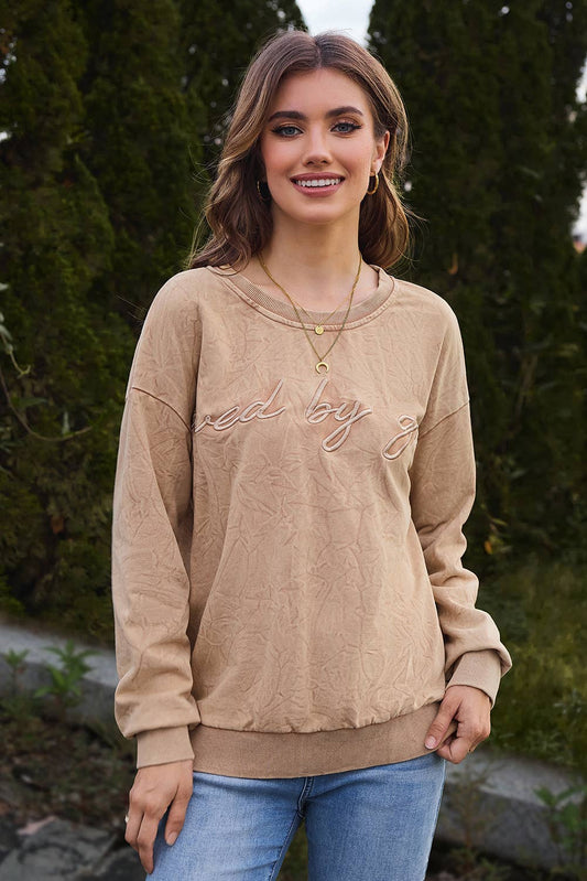 Saved by grace Embroidery Mineral Wash Sweatshirt