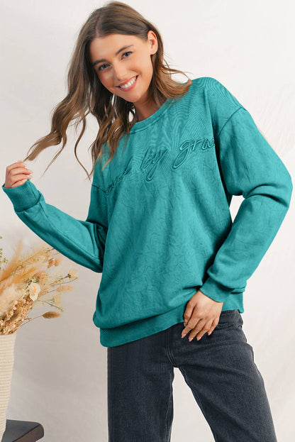 Saved by grace Embroidery Mineral Wash Sweatshirt