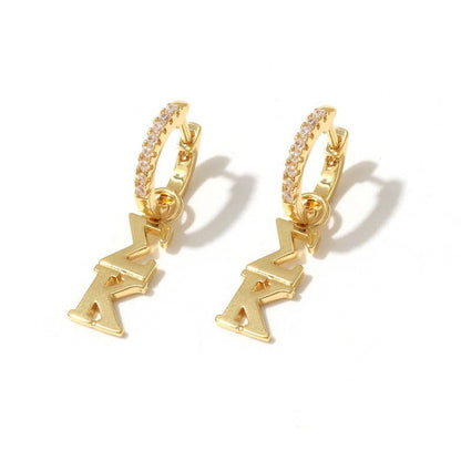 E208 Sorority Greek Letter Earrings Huggie Hoops