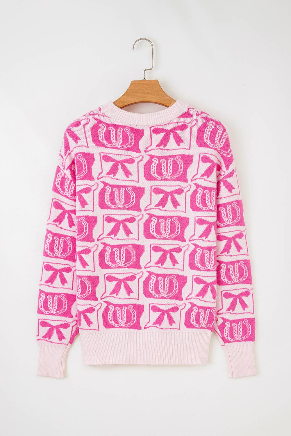 Bows Horseshoes Pattern Western  Sweater
