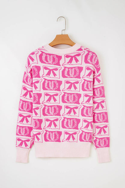 Bows Horseshoes Pattern Western  Sweater