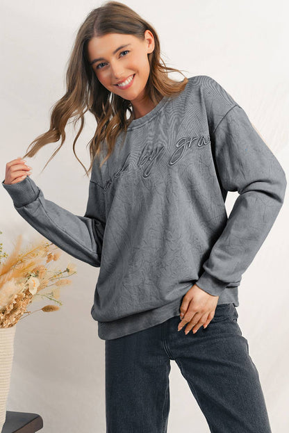 Saved by grace Embroidery Mineral Wash Sweatshirt