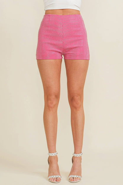 CP6126A-1 - RHINESTONE ZIP SHORTS