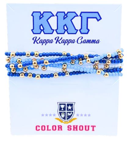 Sorority Colors Stack: Set of 6 Beaded Stretch Bracelets