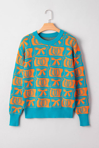 Bows Horseshoes Pattern Western  Sweater