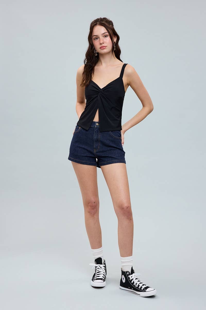 TWISTED BUST BRIGHT SOLID COLOR CAMI CROP TOP
