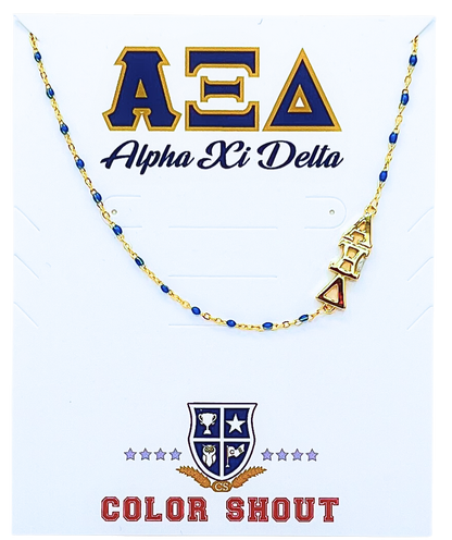 N201-The Sorority Necklace: Side Set Greek letters on Enamel Bead Necklace