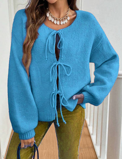 Bow Tie Soft Sweater Jacket