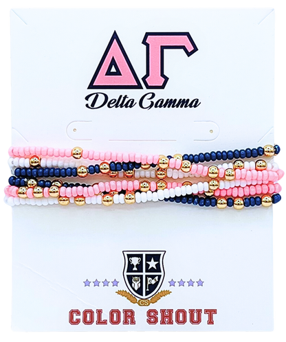 Sorority Colors Stack: Set of 6 Beaded Stretch Bracelets
