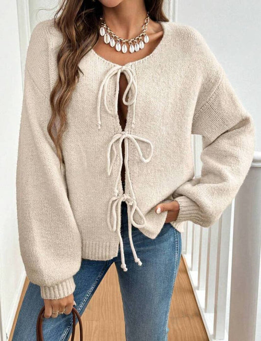 Bow Tie Soft Sweater Jacket