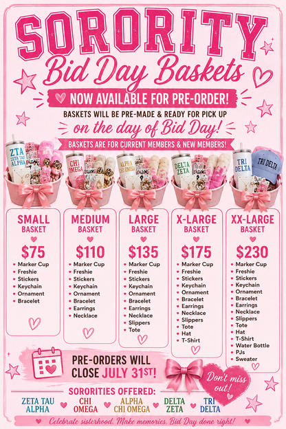 Sorority Bid Day Basket PREORDER