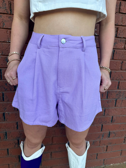Purple Denim Shorts