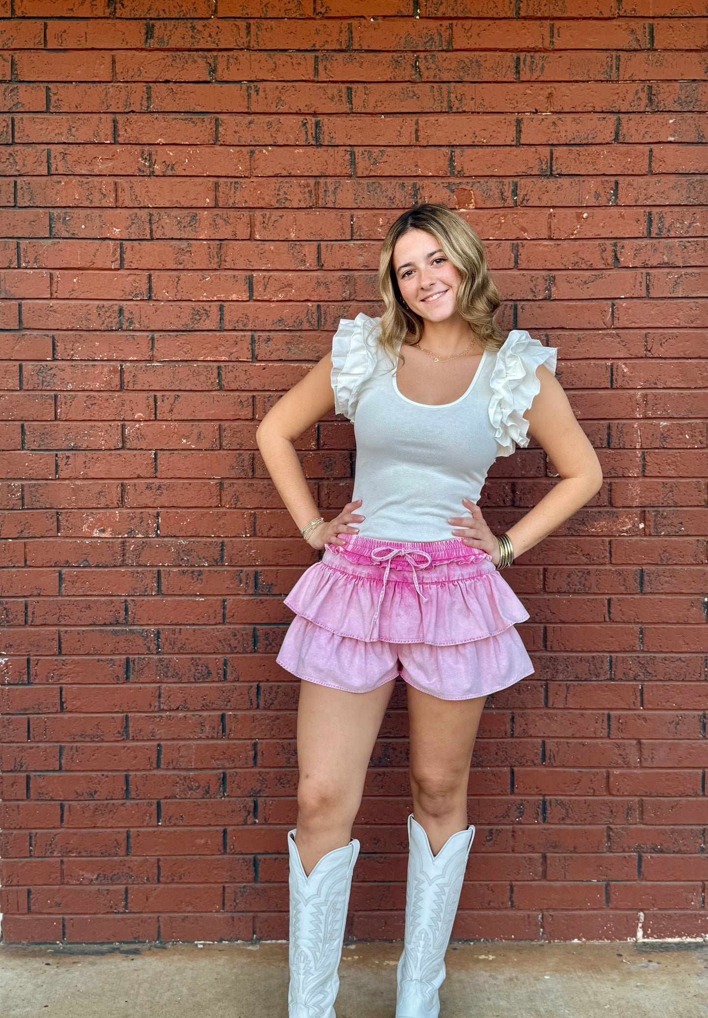 Pink Denim Skort