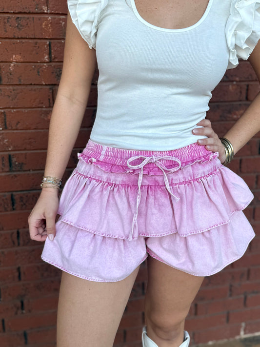 Pink Denim Skort