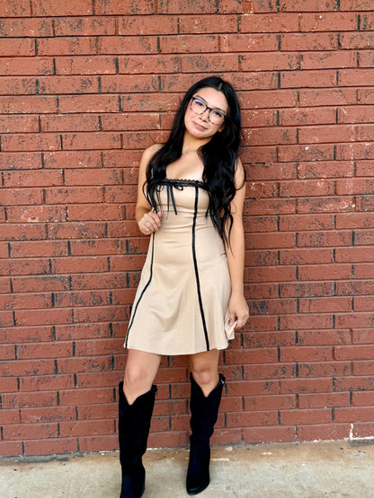 Brown and Black lace Dress