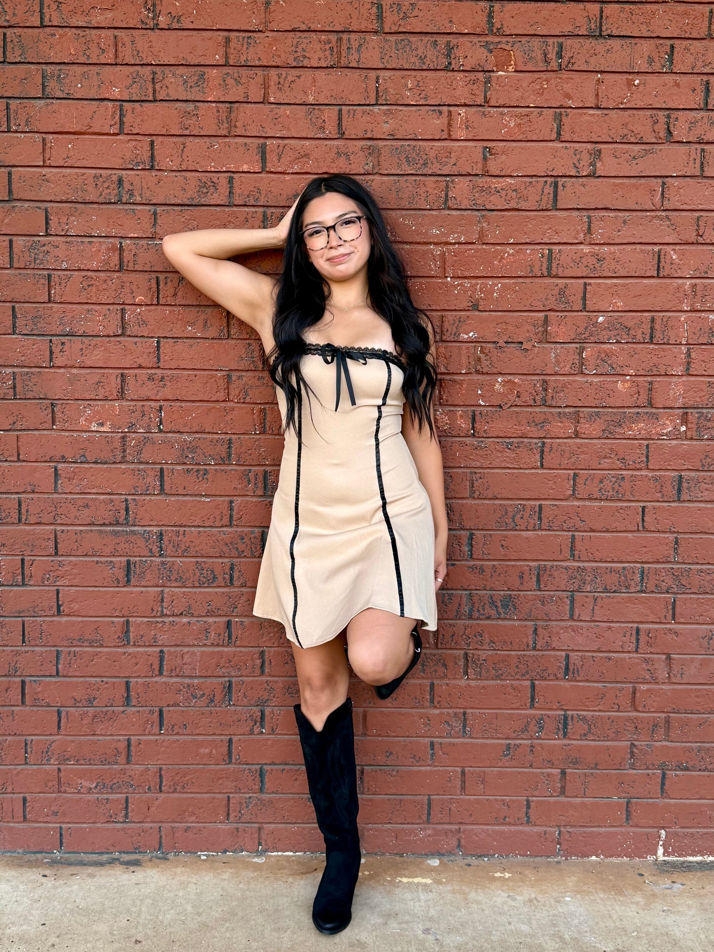 Brown and Black lace Dress