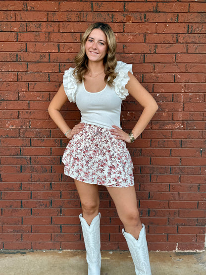 Tan Floral Skort