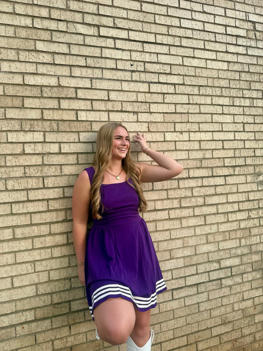 Game Day Square Neck Heavy Knit Mini Dress