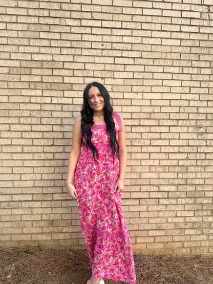 Floral Lace Tied Strap Empire Waist Maxi Dress