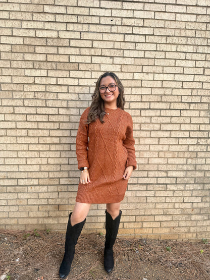 Grace Cable Knit Loose Fit Knit Sweater Dress