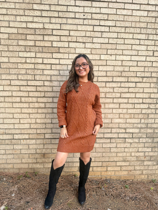 Grace Cable Knit Loose Fit Knit Sweater Dress