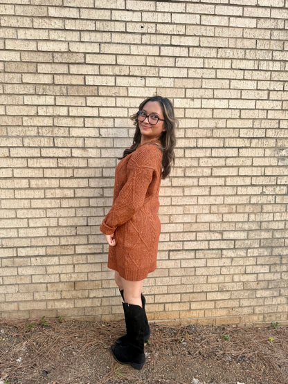 Grace Cable Knit Loose Fit Knit Sweater Dress