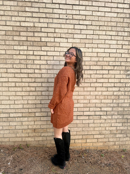 Grace Cable Knit Loose Fit Knit Sweater Dress