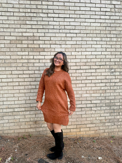 Grace Cable Knit Loose Fit Knit Sweater Dress