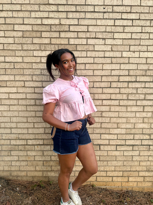 Front-Tie Peplum Blouse
