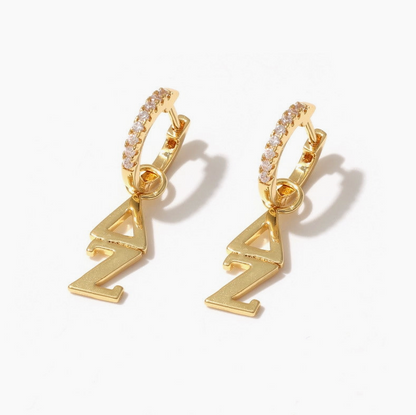 Sorority Greek Letter Earrings Huggie Hoops