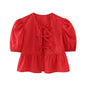 Front-Tie Peplum Blouse
